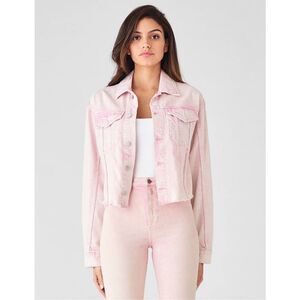 DL1961 Shawn Cropped Boyfriend Denim Jacket in Blush Pink Small
